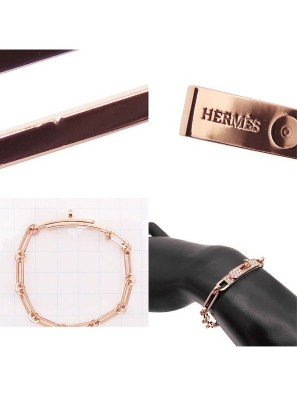 Hermes Kelly Chaine Pink Gold 18k Diamond ST Bracelet - Picture 9 of 9